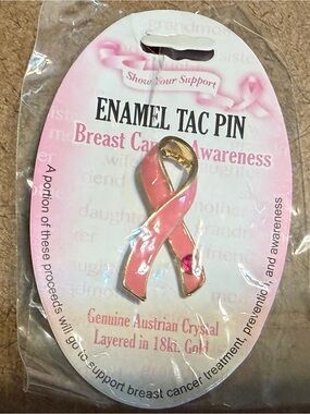 Pink Breast Cancer Awareness Enamel Ribbon Genuine Australian Crystal Brand New